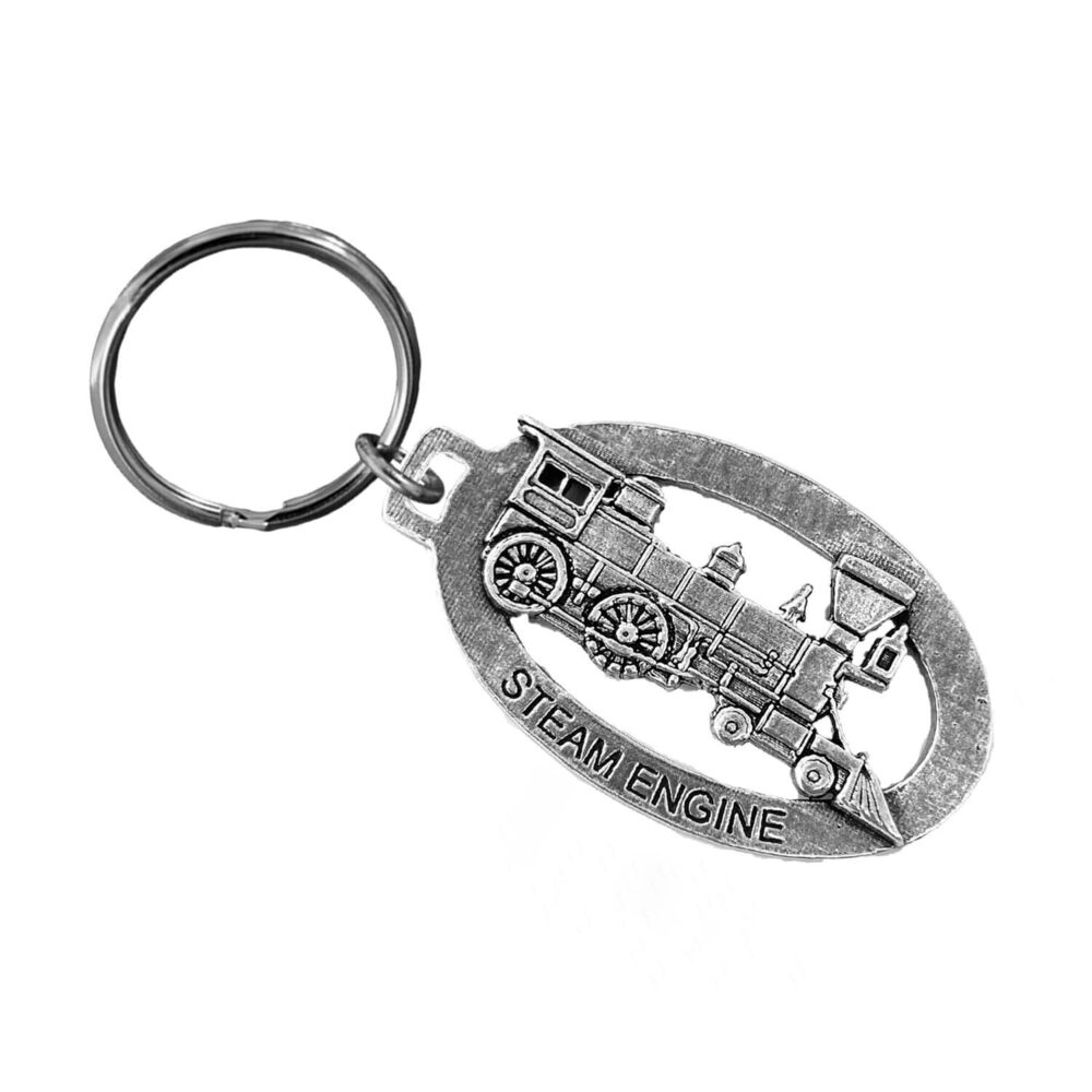 1625 Steam Train Keychain, A246KC, 2 3/8”, Pewter, 100% Handmade in the